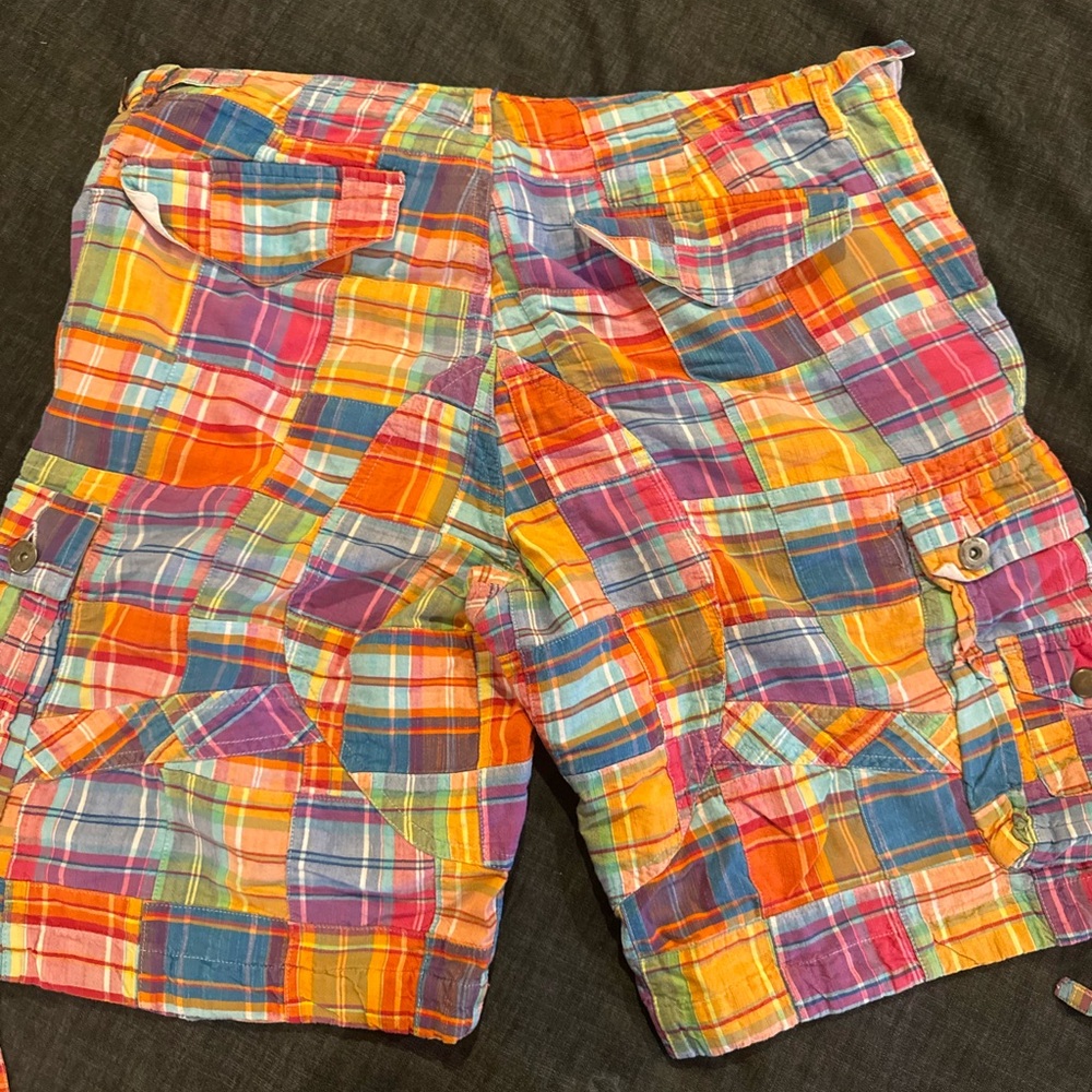 Polo Ralph Lauren Plaid Madras Patchwork Utility Cargo Shorts Hampton 31 - Picture 5 of 7